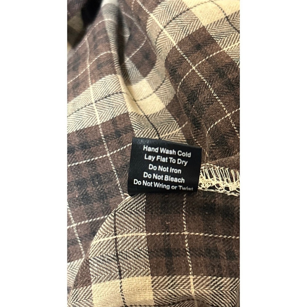 POL Brown Plaid Lace Trim Button Down Shirt RCT978 Mixed Pattern Womens Small - Picture 9 of 9